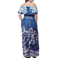 Samoa Manuia le Aso Tuto'atasi Siapo Motif Off Shoulder Maxi Dress Warrior with Nifo Oti LT7 - Polynesian Pride