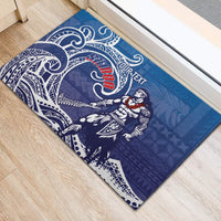 Samoa Manuia le Aso Tuto'atasi Siapo Motif Rubber Doormat Warrior with Nifo Oti