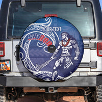 Samoa Manuia le Aso Tuto'atasi Siapo Motif Spare Tire Cover Warrior with Nifo Oti LT7 Blue - Polynesian Pride