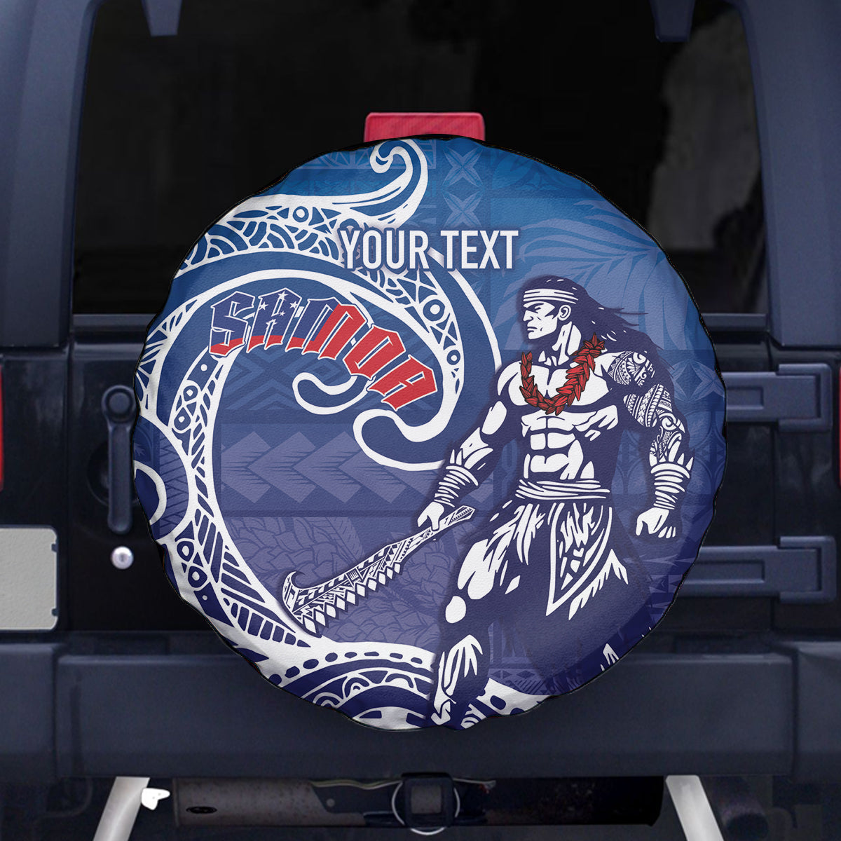Samoa Manuia le Aso Tuto'atasi Siapo Motif Spare Tire Cover Warrior with Nifo Oti LT7 - Polynesian Pride