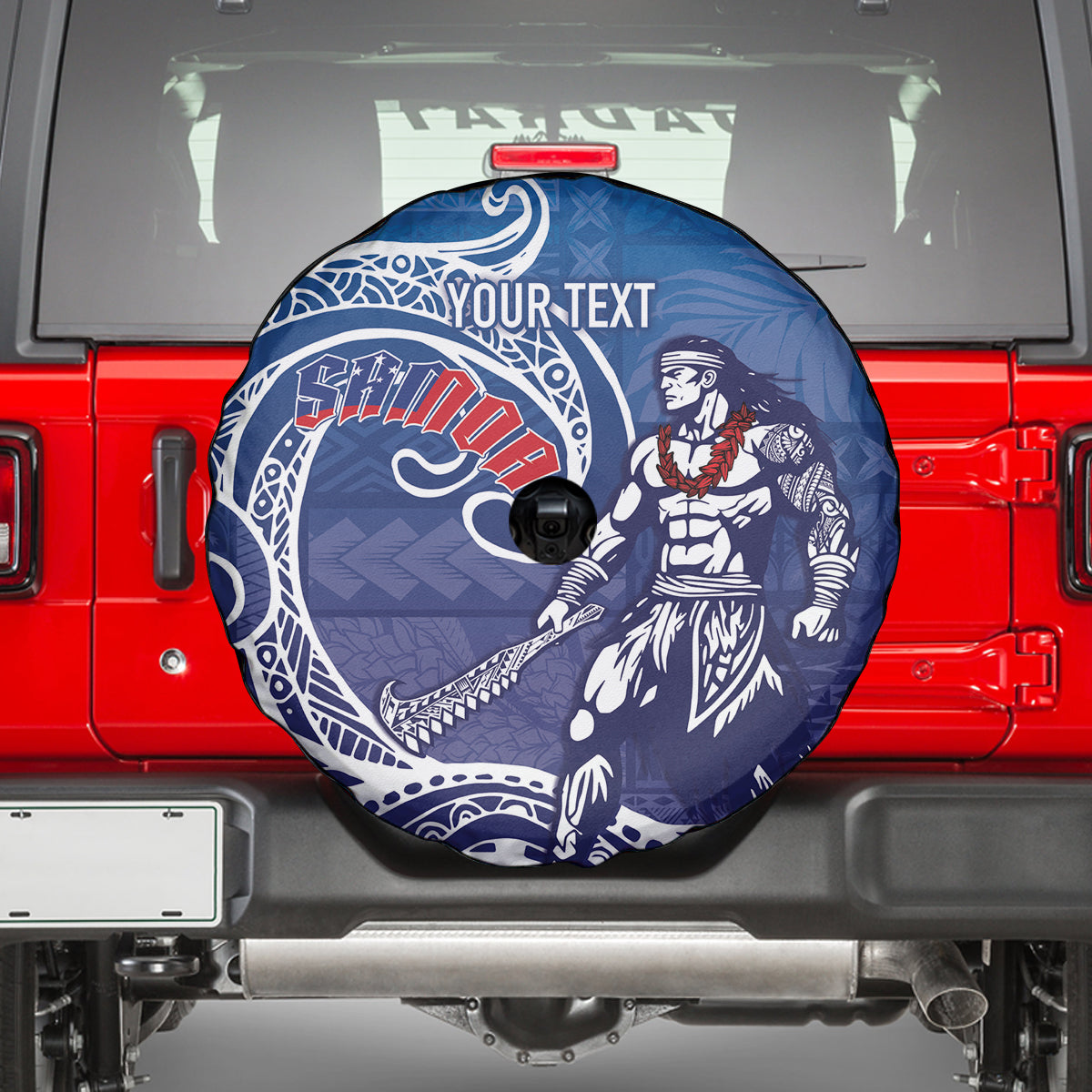 Samoa Manuia le Aso Tuto'atasi Siapo Motif Spare Tire Cover Warrior with Nifo Oti LT7 - Polynesian Pride