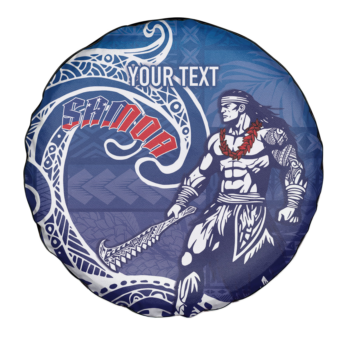 Samoa Manuia le Aso Tuto'atasi Siapo Motif Spare Tire Cover Warrior with Nifo Oti LT7 - Polynesian Pride