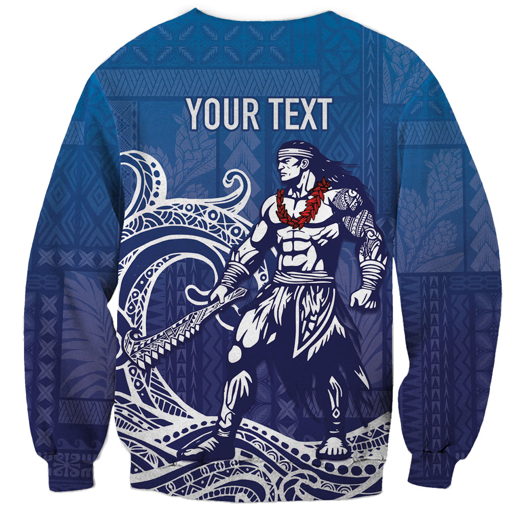 Samoa Manuia le Aso Tuto'atasi Siapo Motif Sweatshirt Warrior with Nifo Oti LT7 - Polynesian Pride