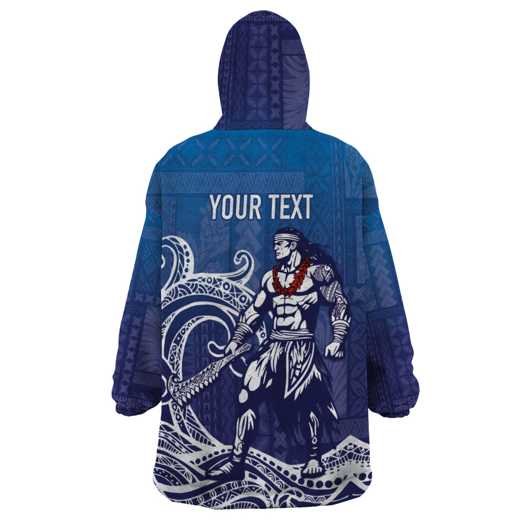 Samoa Manuia le Aso Tuto'atasi Siapo Motif Wearable Blanket Hoodie Warrior with Nifo Oti LT7 - Polynesian Pride