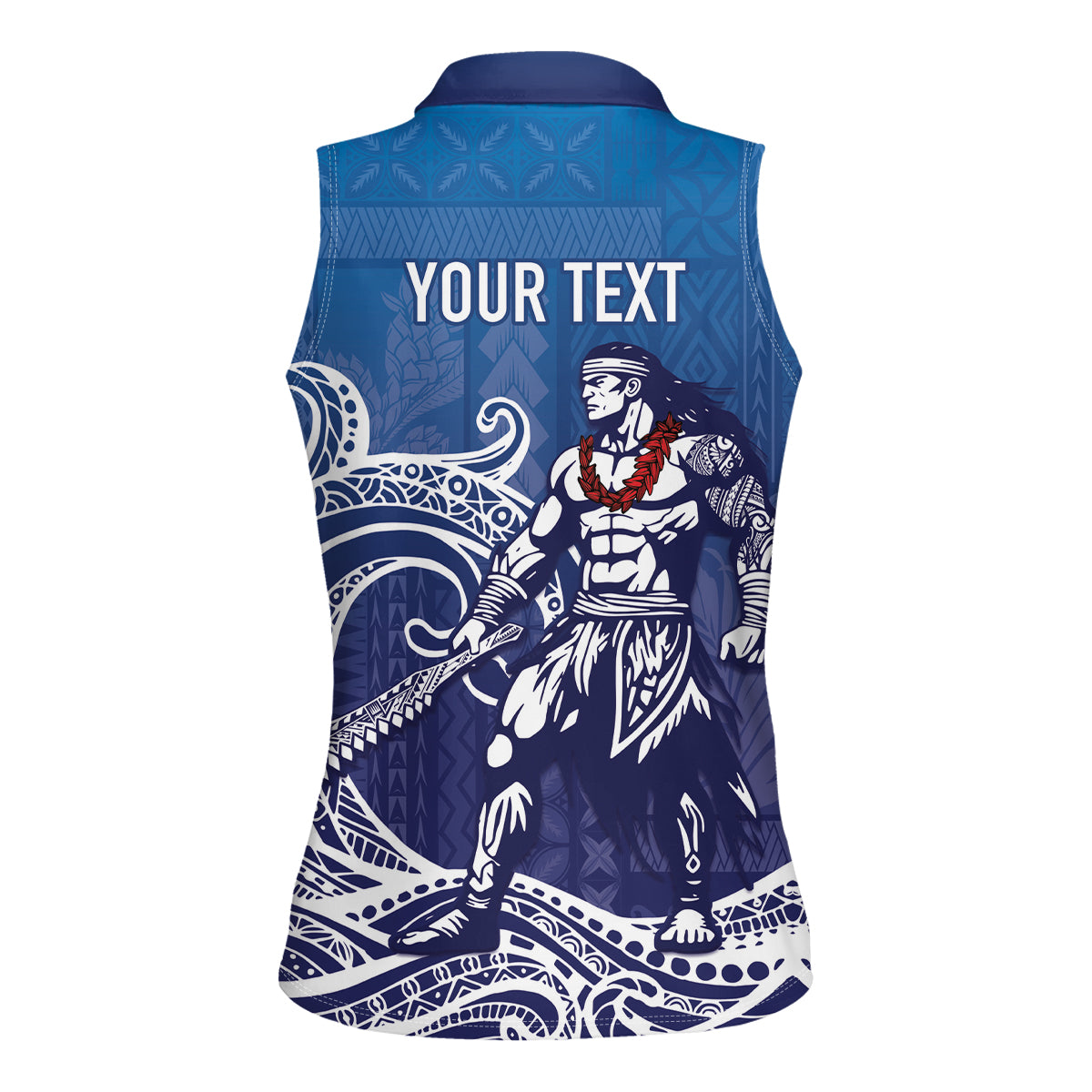 Samoa Manuia le Aso Tuto'atasi Siapo Motif Women Sleeveless Polo Shirt Warrior with Nifo Oti LT7 - Polynesian Pride