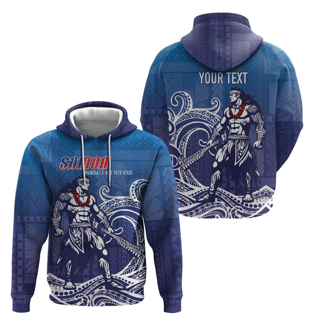 Samoa Manuia le Aso Tuto'atasi Siapo Motif Zip Hoodie Warrior with Nifo Oti LT7 - Polynesian Pride