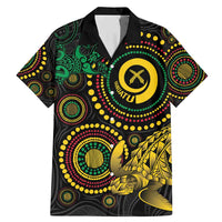 Vanuatu Personalized Aboriginal Arts Family Matching Mermaid Dress and Hawaiian Shirt Turtle and Iguana Special LT7 Dad's Shirt - Short Sleeve Colorful - Polynesian Pride