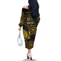 Vanuatu Personalized Aboriginal Arts Family Matching Off The Shoulder Long Sleeve Dress and Hawaiian Shirt Turtle and Iguana Special LT7 - Polynesian Pride