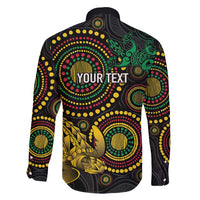 Vanuatu Personalized Aboriginal Arts Family Matching Off Shoulder Maxi Dress and Hawaiian Shirt Turtle and Iguana Special LT7 - Polynesian Pride