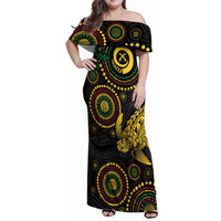 Vanuatu Personalized Aboriginal Arts Family Matching Off Shoulder Maxi Dress and Hawaiian Shirt Turtle and Iguana Special LT7 Mom's Dress Colorful - Polynesian Pride