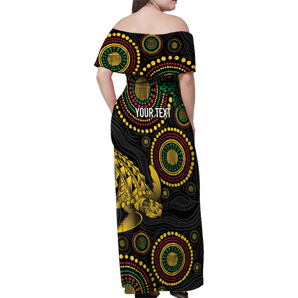 Vanuatu Personalized Aboriginal Arts Family Matching Off Shoulder Maxi Dress and Hawaiian Shirt Turtle and Iguana Special LT7 - Polynesian Pride