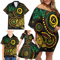 Vanuatu Personalized Aboriginal Arts Family Matching Off Shoulder Short Dress and Hawaiian Shirt Turtle and Iguana Special LT7 - Polynesian Pride