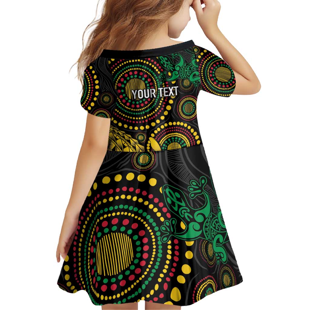Vanuatu Personalized Aboriginal Arts Family Matching Puletasi and Hawaiian Shirt Turtle and Iguana Special - Polynesian Pride
