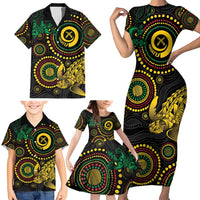 Vanuatu Personalized Aboriginal Arts Family Matching Short Sleeve Bodycon Dress and Hawaiian Shirt Turtle and Iguana Special LT7 - Polynesian Pride