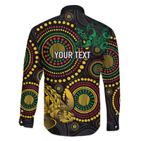 Vanuatu Personalized Aboriginal Arts Family Matching Short Sleeve Bodycon Dress and Hawaiian Shirt Turtle and Iguana Special LT7 - Polynesian Pride
