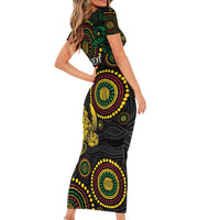 Vanuatu Personalized Aboriginal Arts Family Matching Short Sleeve Bodycon Dress and Hawaiian Shirt Turtle and Iguana Special LT7 - Polynesian Pride