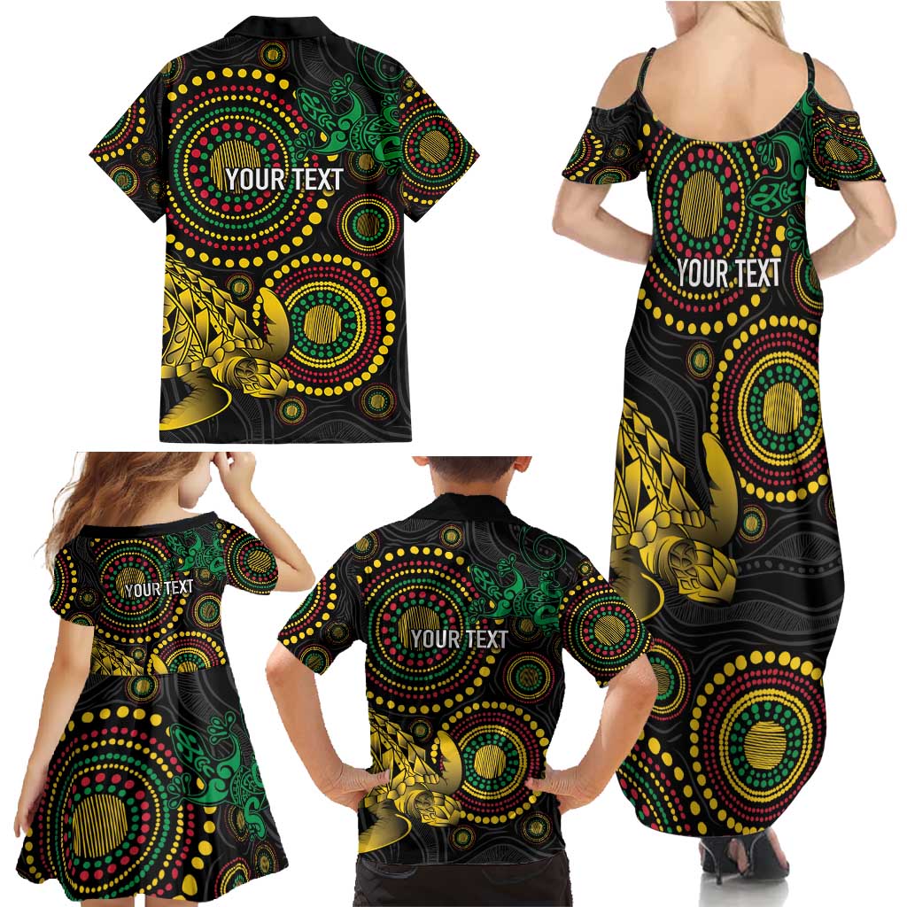 Vanuatu Personalized Aboriginal Arts Family Matching Summer Maxi Dress and Hawaiian Shirt Turtle and Iguana Special LT7 - Polynesian Pride