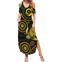 Vanuatu Personalized Aboriginal Arts Family Matching Summer Maxi Dress and Hawaiian Shirt Turtle and Iguana Special LT7 Mom's Dress Colorful - Polynesian Pride