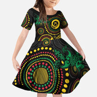 Vanuatu Personalized Aboriginal Arts Family Matching Tank Maxi Dress and Hawaiian Shirt Turtle and Iguana Special LT7 Daughter's Dress Colorful - Polynesian Pride