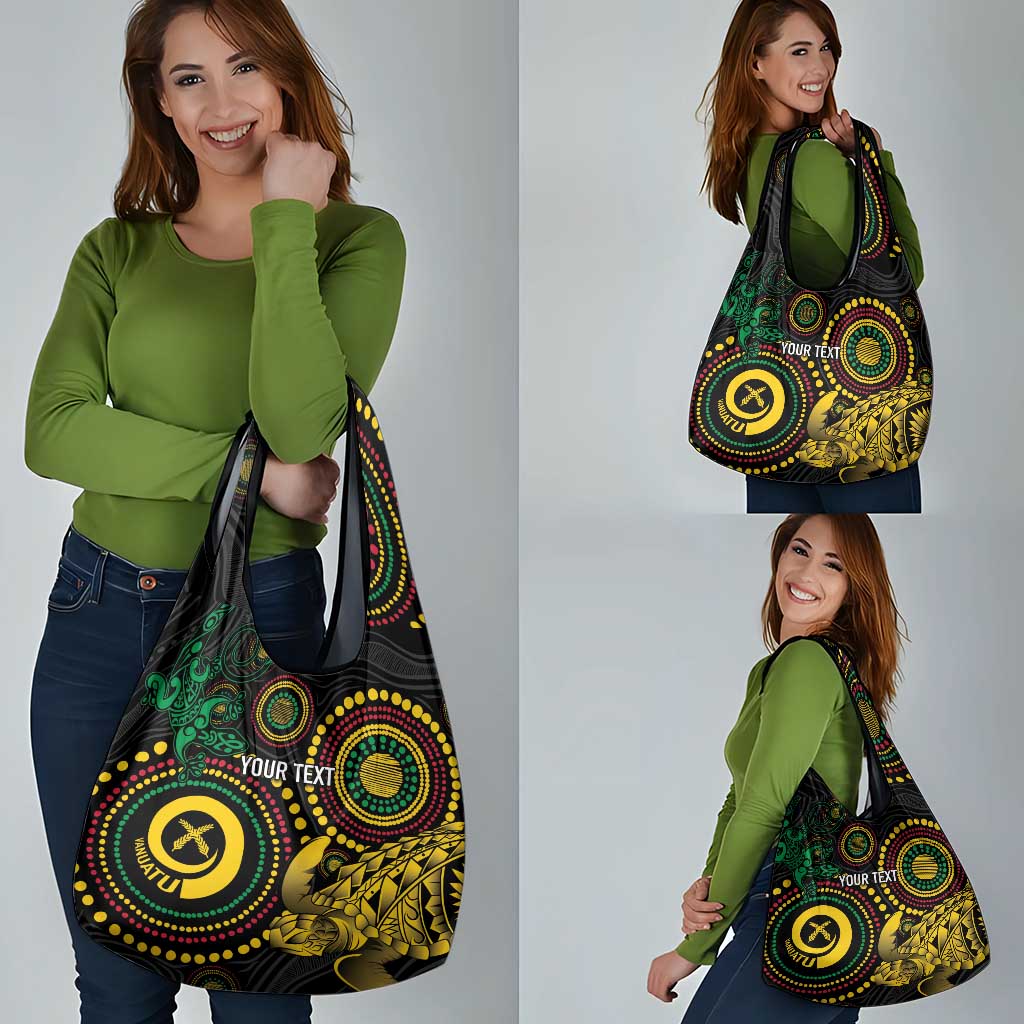 Vanuatu Personalized Aboriginal Arts Grocery Bag Turtle and Iguana Special - Polynesian Pride