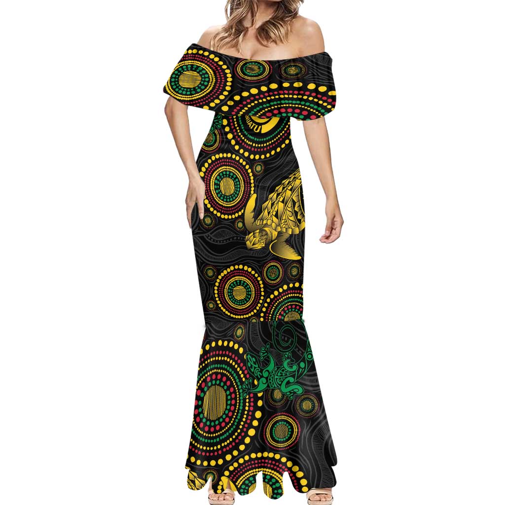 Vanuatu Personalized Aboriginal Arts Mermaid Dress Turtle and Iguana Special LT7 - Polynesian Pride