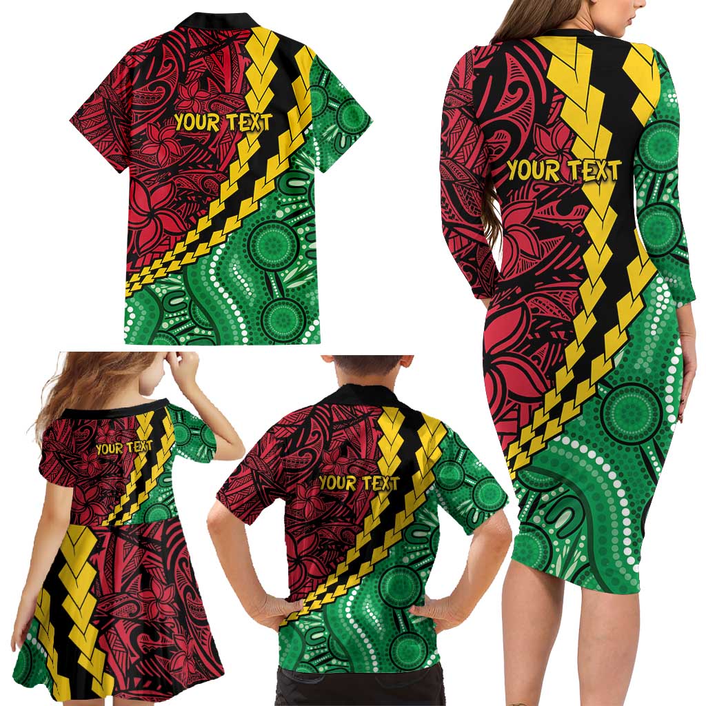 Vanuatu Personalized Tribal Family Matching Long Sleeve Bodycon Dress and Hawaiian Shirt Aboriginal Inspired Mix Style LT7 - Polynesian Pride
