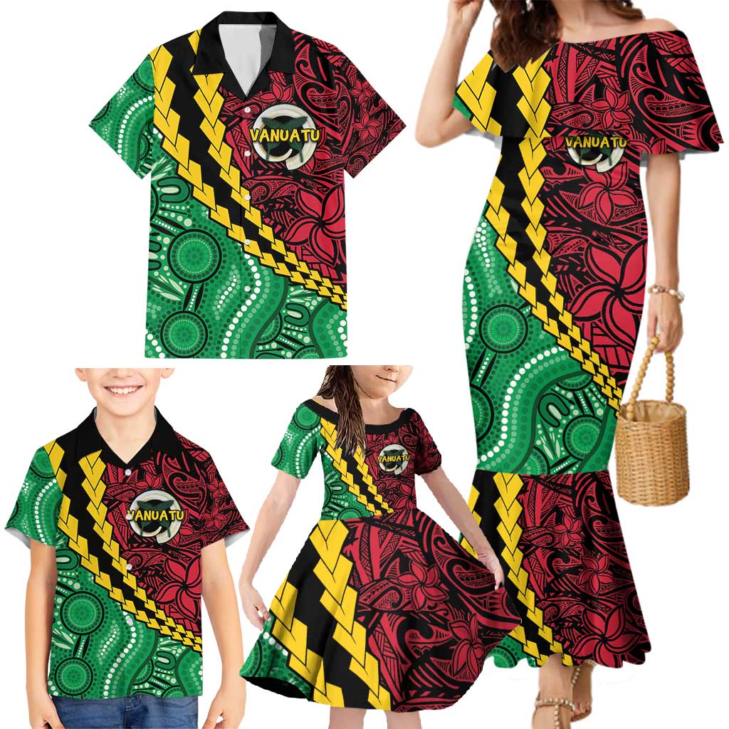 Vanuatu Personalized Tribal Family Matching Mermaid Dress and Hawaiian Shirt Aboriginal Inspired Mix Style LT7 - Polynesian Pride