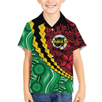 Vanuatu Personalized Tribal Family Matching Off The Shoulder Long Sleeve Dress and Hawaiian Shirt Aboriginal Inspired Mix Style LT7 Son's Shirt Colorful - Polynesian Pride