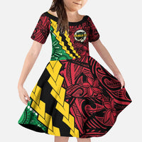 Vanuatu Personalized Tribal Family Matching Off Shoulder Maxi Dress and Hawaiian Shirt Aboriginal Inspired Mix Style LT7 Daughter's Dress Colorful - Polynesian Pride