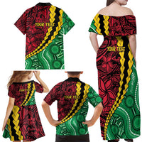 Vanuatu Personalized Tribal Family Matching Off Shoulder Maxi Dress and Hawaiian Shirt Aboriginal Inspired Mix Style LT7 - Polynesian Pride