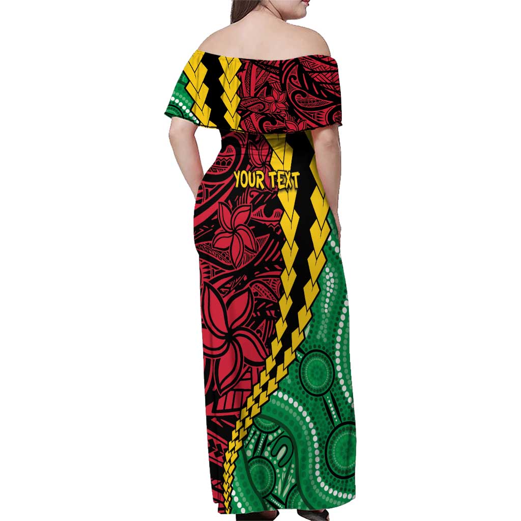 Vanuatu Personalized Tribal Family Matching Off Shoulder Maxi Dress and Hawaiian Shirt Aboriginal Inspired Mix Style LT7 - Polynesian Pride