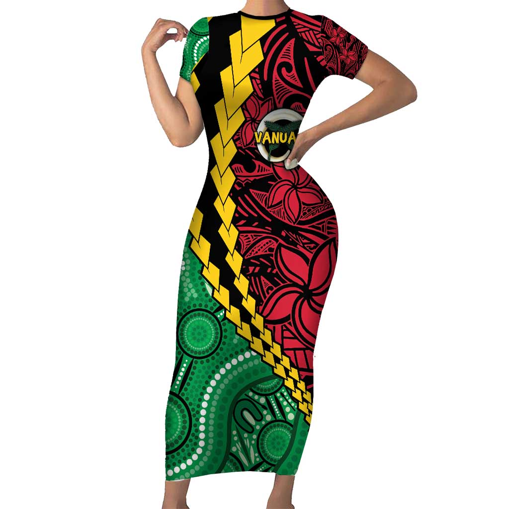 Vanuatu Personalized Tribal Family Matching Short Sleeve Bodycon Dress and Hawaiian Shirt Aboriginal Inspired Mix Style LT7 Mom's Dress Colorful - Polynesian Pride