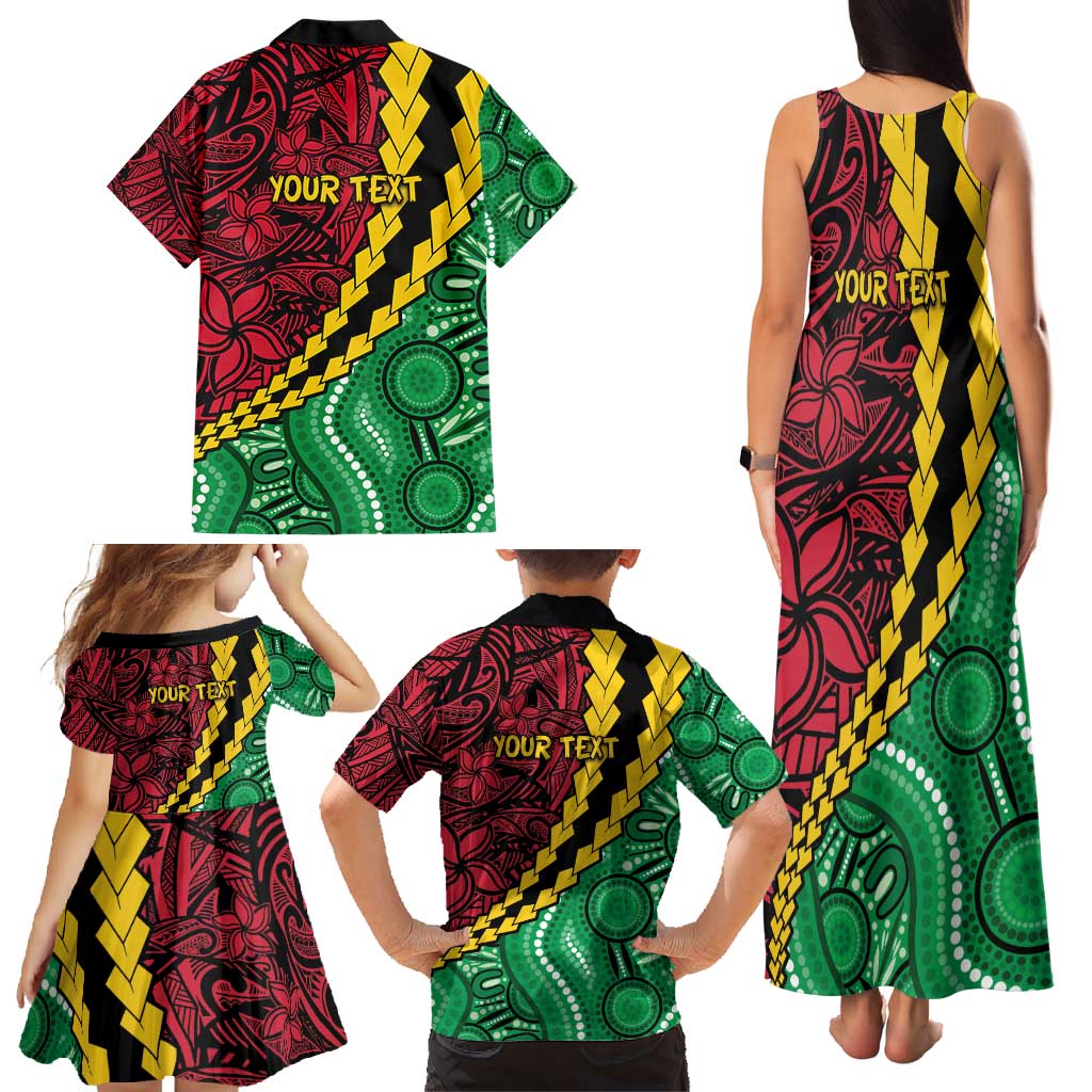 Vanuatu Personalized Tribal Family Matching Tank Maxi Dress and Hawaiian Shirt Aboriginal Inspired Mix Style LT7 - Polynesian Pride