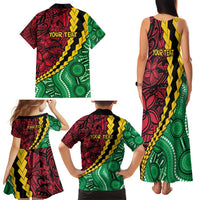 Vanuatu Personalized Tribal Family Matching Tank Maxi Dress and Hawaiian Shirt Aboriginal Inspired Mix Style LT7 - Polynesian Pride