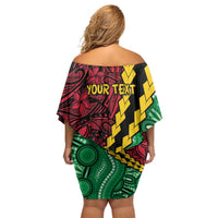 Vanuatu Personalized Tribal Off Shoulder Short Dress Aboriginal Inspired Mix Style LT7 - Polynesian Pride