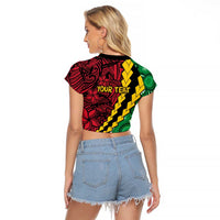 Vanuatu Personalized Tribal Raglan Cropped T Shirt Aboriginal Inspired Mix Style LT7 - Polynesian Pride