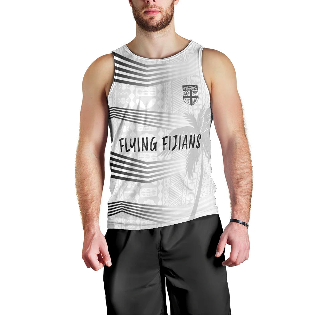 Personalised Fiji Rugby Men Tank Top Kaiviti WC 2023 Jersey Replica - White LT7 - Polynesian Pride
