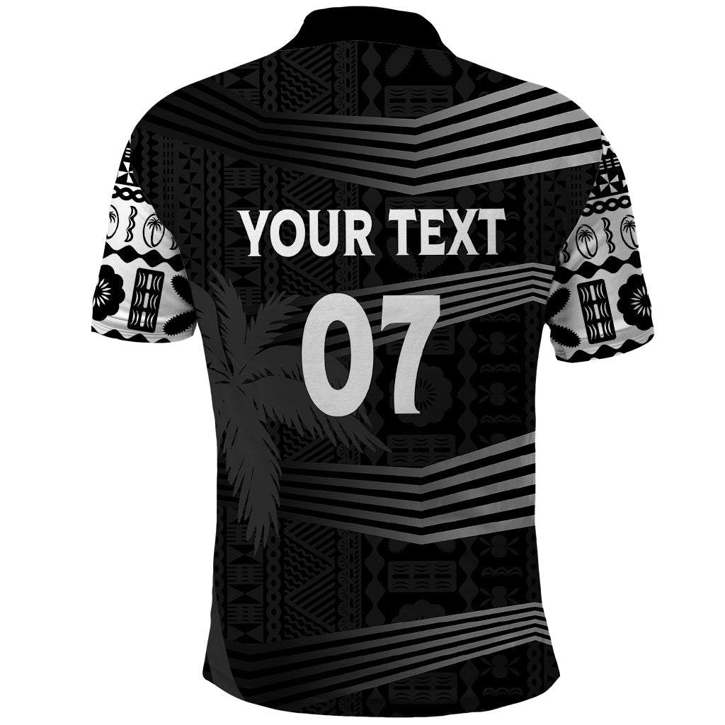 Personalised Fiji Rugby Polo Shirt Kaiviti WC 2023 Jersey Replica - Black LT7 - Polynesian Pride