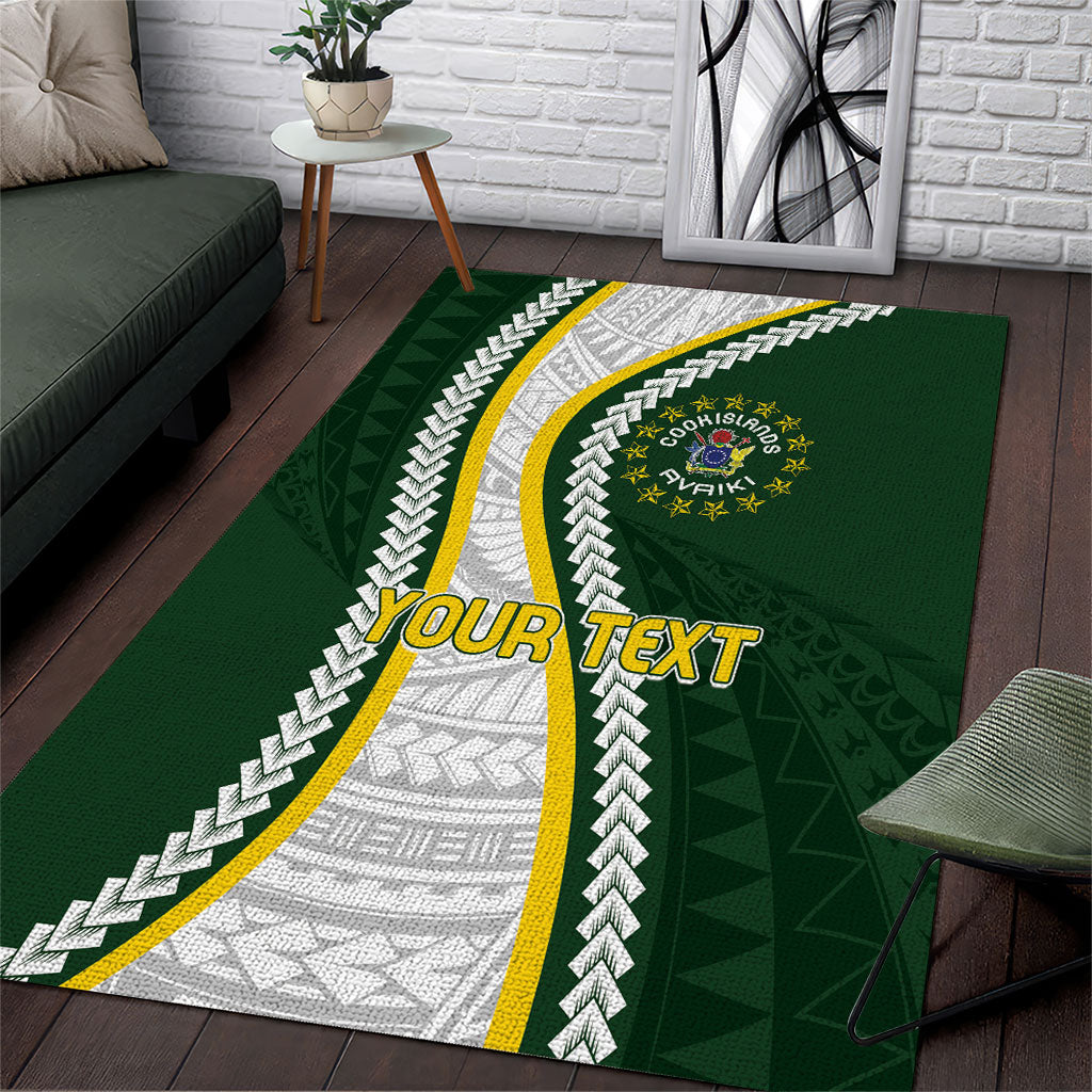 Cook Islands Rugby Personalized Avaiki Area Rug GO Kuki LT7 Green - Polynesian Pride