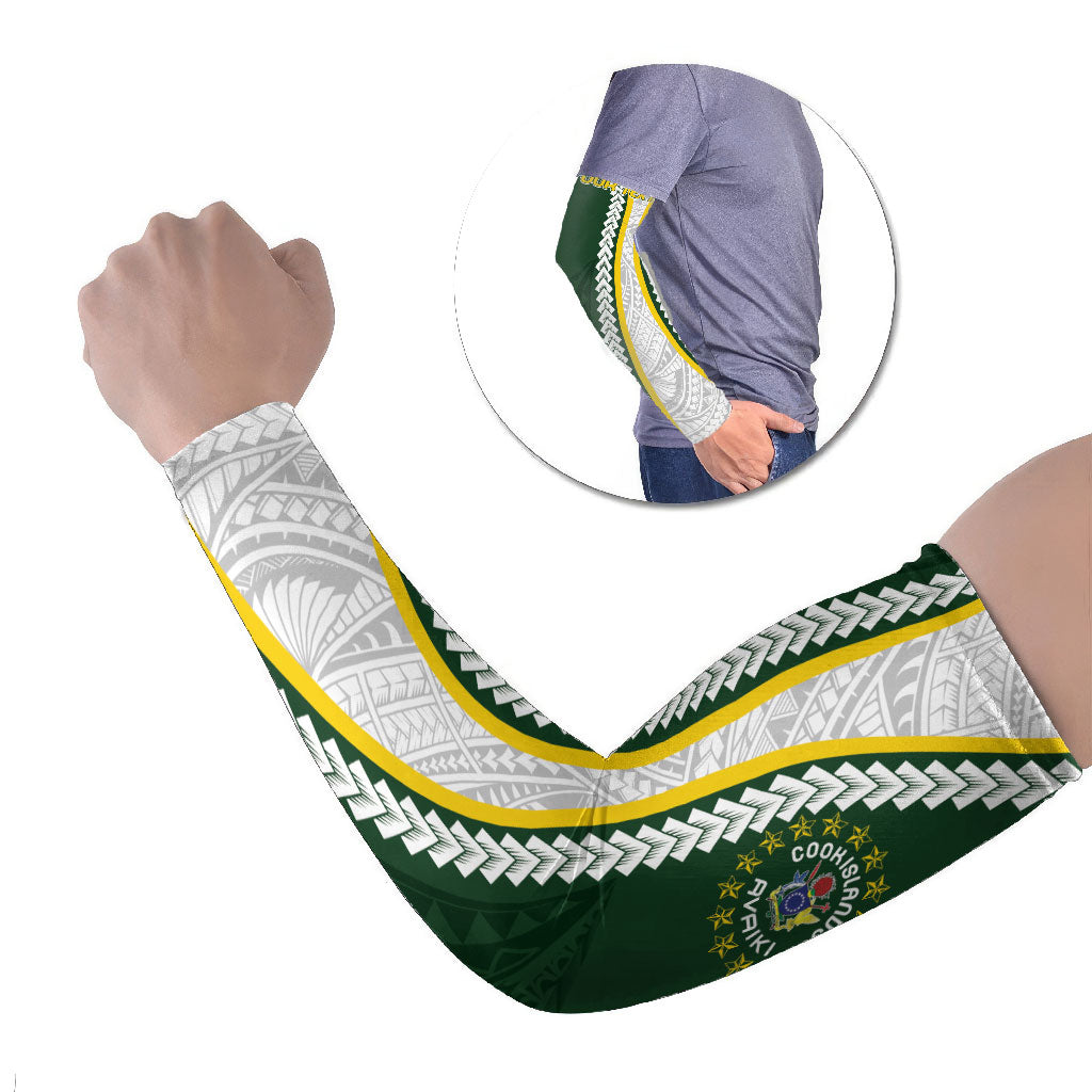 Cook Islands Rugby Personalized Avaiki Arm Sleeves GO Kuki LT7 Set of 2 Green - Polynesian Pride