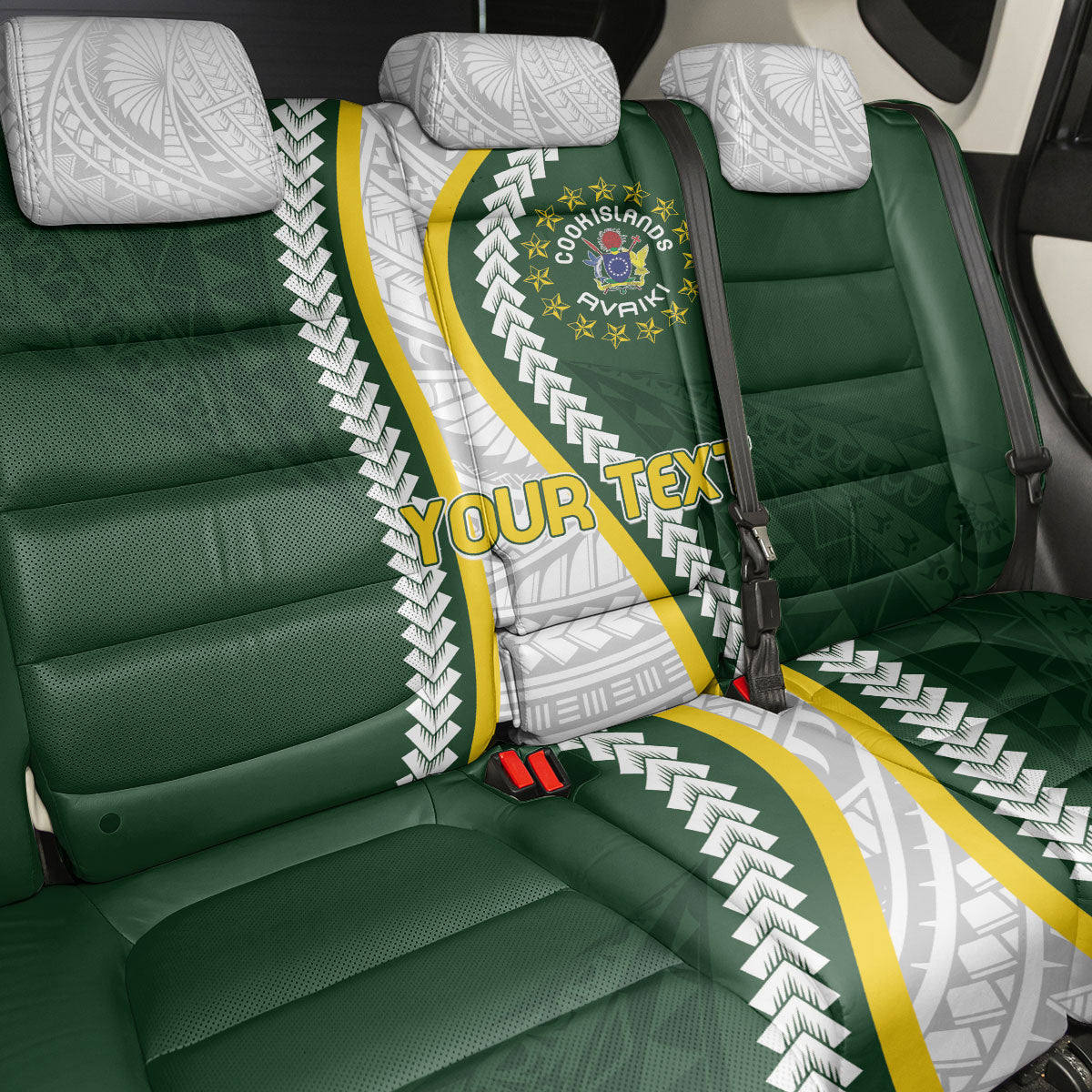 Cook Islands Rugby Personalized Avaiki Back Car Seat Cover GO Kuki LT7 - Polynesian Pride