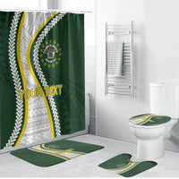 Cook Islands Rugby Personalized Avaiki Bathroom Set GO Kuki LT7 Bathroom Set (4 pcs) Green - Polynesian Pride