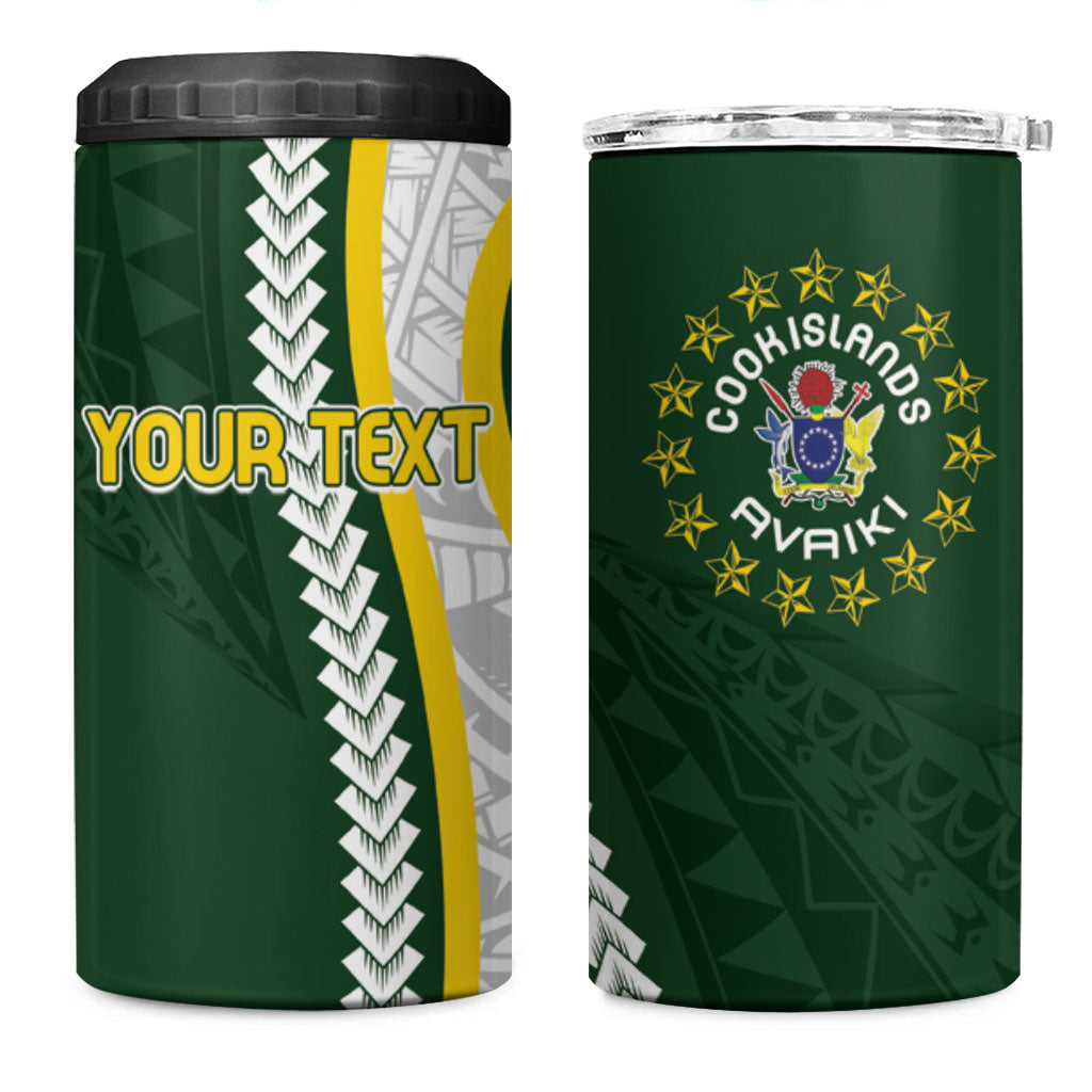 Cook Islands Rugby Personalized Avaiki 4 in 1 Can Cooler Tumbler GO Kuki LT7 One Size: 16 oz Green - Polynesian Pride