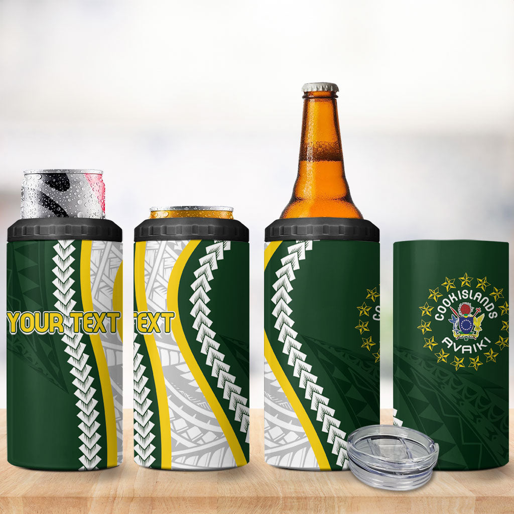 Cook Islands Rugby Personalized Avaiki 4 in 1 Can Cooler Tumbler GO Kuki LT7 - Polynesian Pride