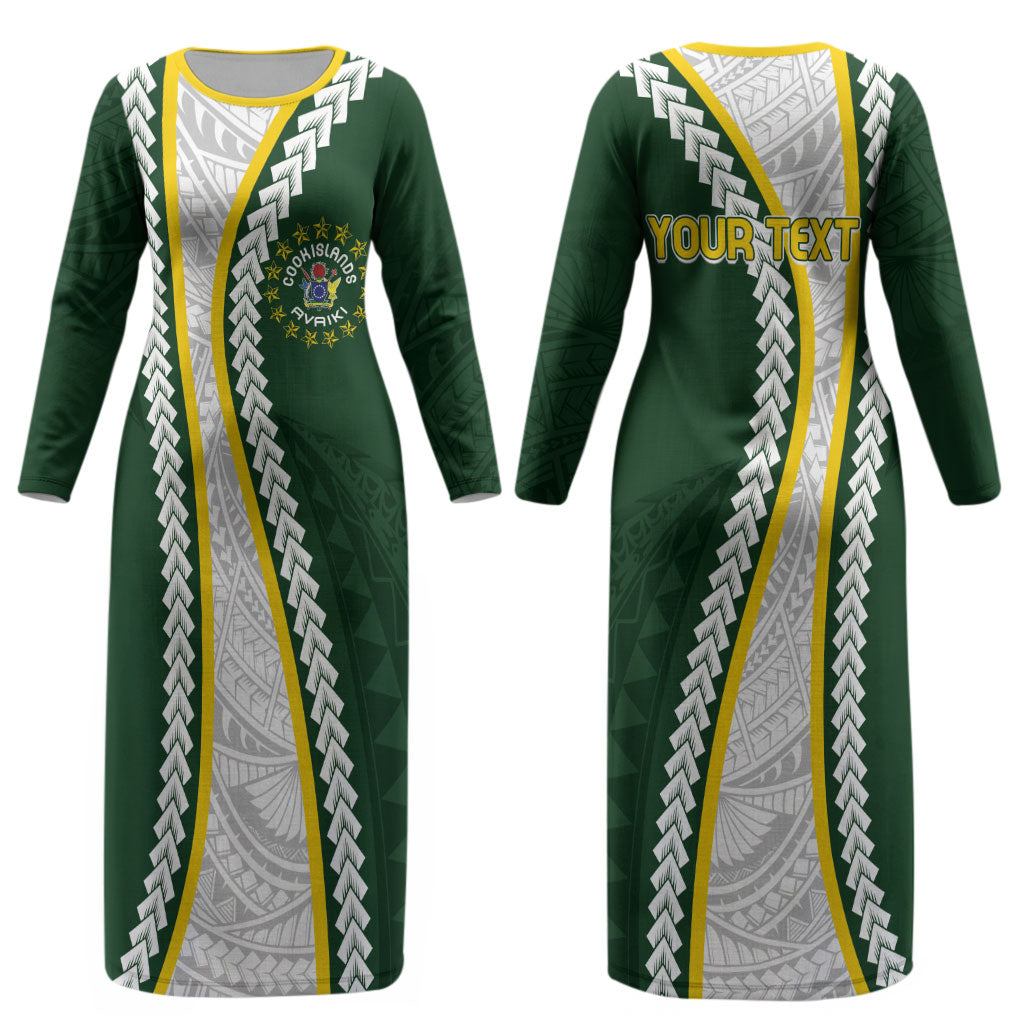 Cook Islands Rugby Personalized Avaiki Couples Matching Long Sleeve Bodycon Dress and Long Sleeve Button Shirt GO Kuki LT7 - Polynesian Pride