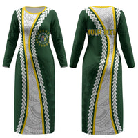 Cook Islands Rugby Personalized Avaiki Couples Matching Long Sleeve Bodycon Dress and Long Sleeve Button Shirt GO Kuki LT7 - Polynesian Pride