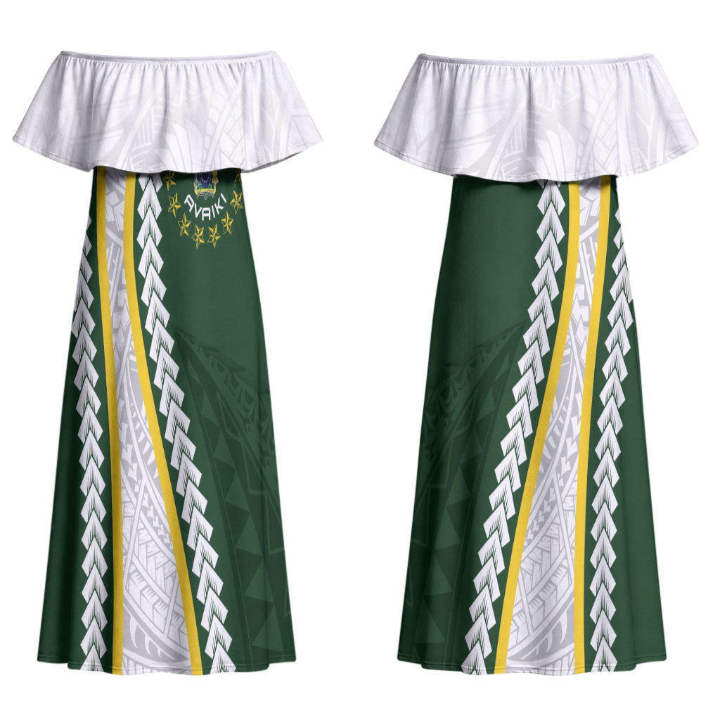 Cook Islands Rugby Personalized Avaiki Couples Matching Off Shoulder Maxi Dress and Long Sleeve Button Shirt GO Kuki LT7 - Polynesian Pride