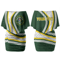 Cook Islands Rugby Personalized Avaiki Couples Matching Off Shoulder Short Dress and Hawaiian Shirt GO Kuki LT7 - Polynesian Pride
