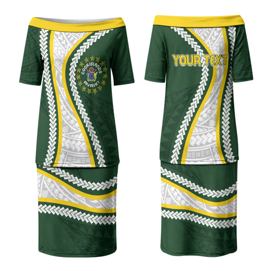 Cook Islands Rugby Personalized Avaiki Couples Matching Puletasi and Long Sleeve Button Shirt GO Kuki LT7 - Polynesian Pride
