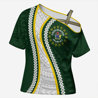 Cook Islands Rugby Personalized Avaiki Cross Shoulder Shirt GO Kuki LT7 Female Green - Polynesian Pride